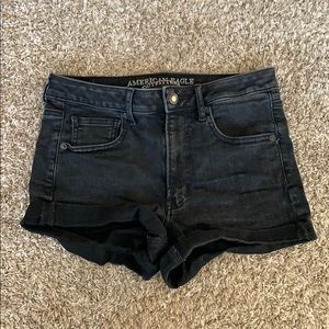Black Super Stretch Jean Shorts